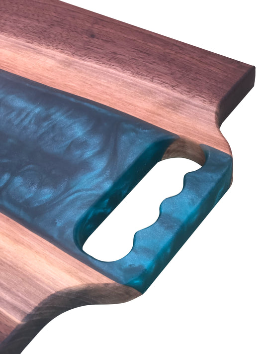 Black Walnut and Emerald Green Epoxy Charcuterie Board, 24"x12"