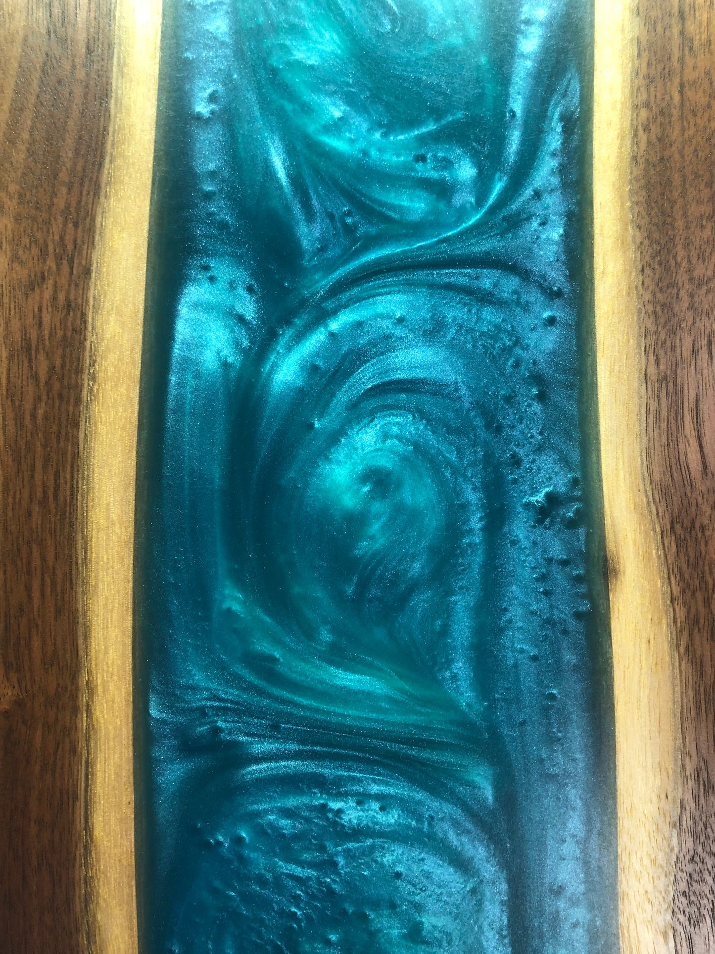 Black Walnut and Metallic Emerald Epoxy Charcuterie Board, 24"x12"