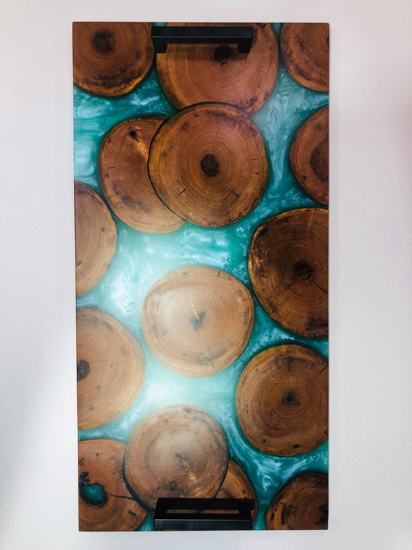 Oak and Teal Epoxy Charcuterie Board, 24"x12"