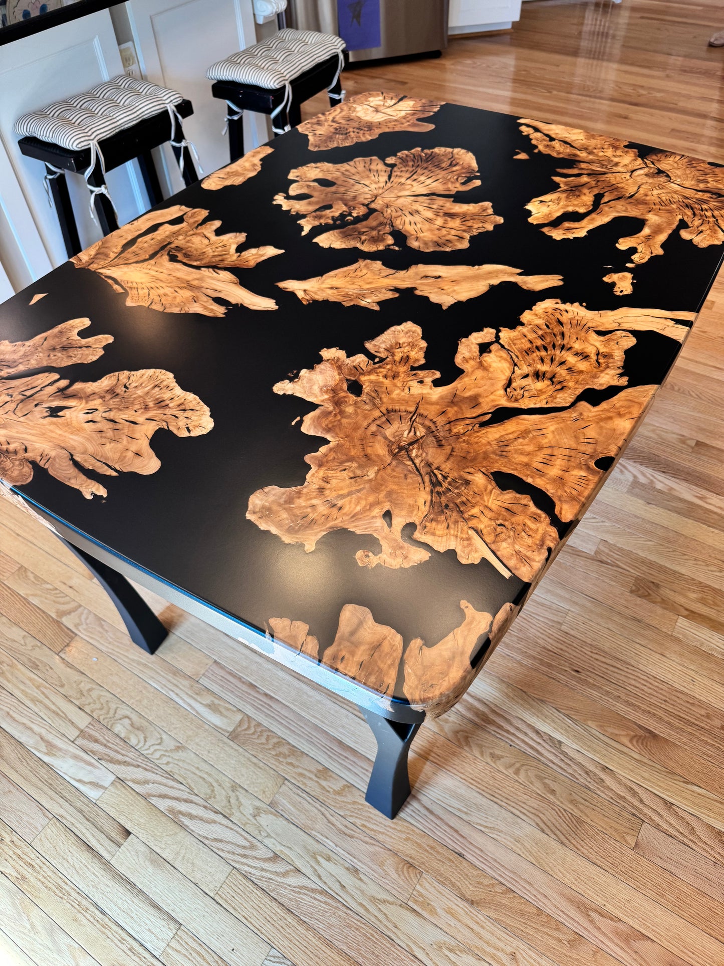 Olive Wood and Jet Black Epoxy Dining Table