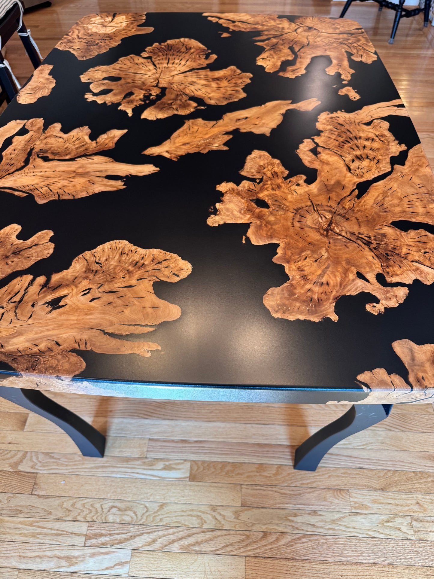 Olive Wood and Jet Black Epoxy Dining Table