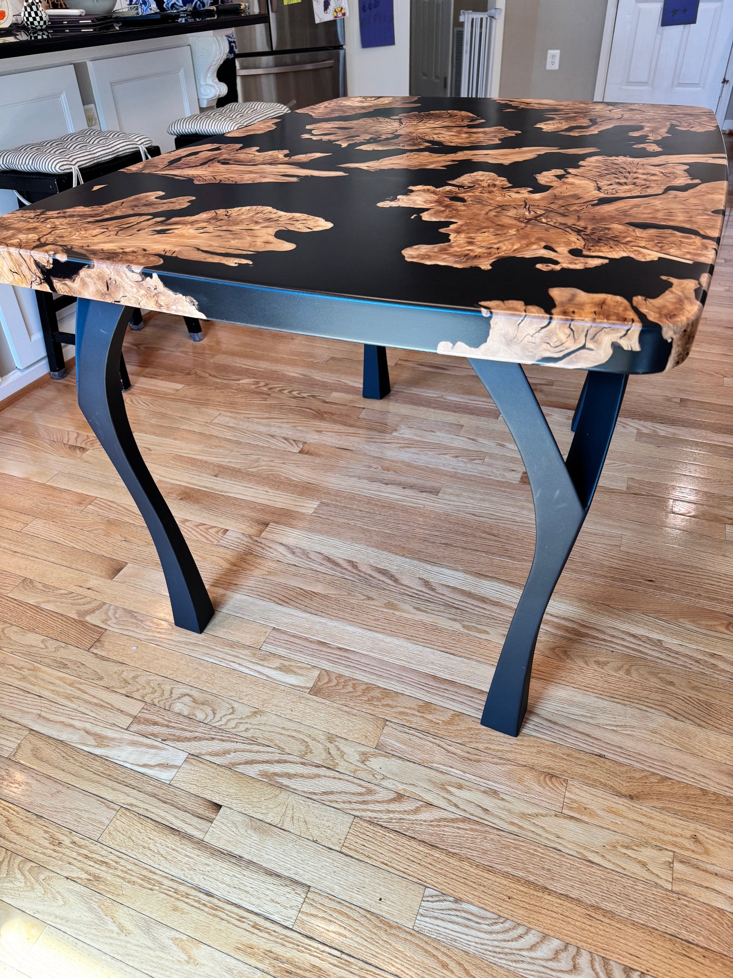 Olive Wood and Jet Black Epoxy Dining Table
