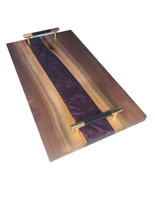 Black Walnut and Metallic Purple Epoxy Charcuterie Board, 18"x10"