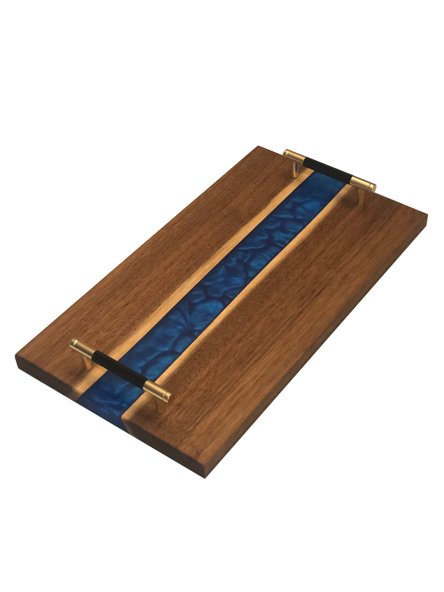 Black Walnut and Dark Ocean Blue Epoxy Charcuterie Board, 18"x10"