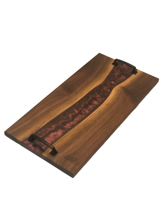 Black Walnut and Metallic Purple Epoxy Charcuterie Board, 18"x10"