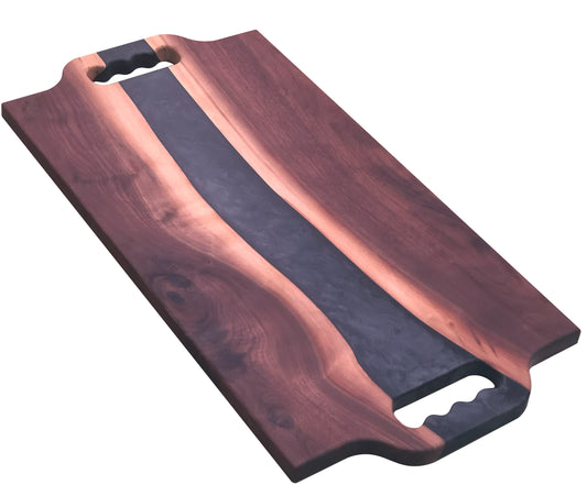 Black Walnut and Metallic Black Epoxy Charcuterie Board, 24"x12"